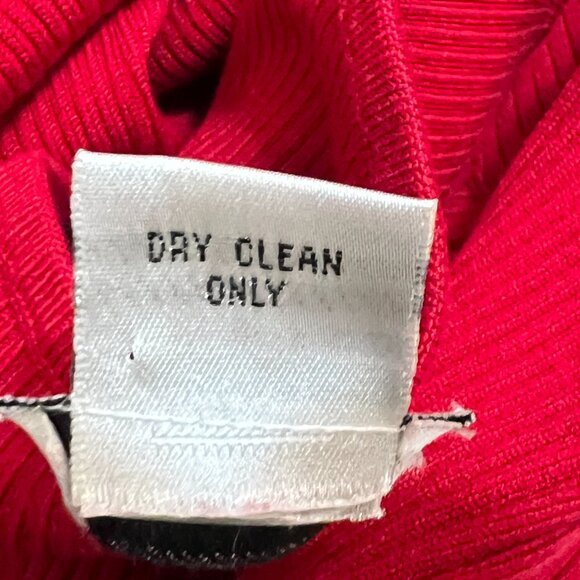 Cache Silk Blend Halter Top Women’s Small – Red Ruffle Chiffon Trim Ribbed Knit - Picture 5 of 7